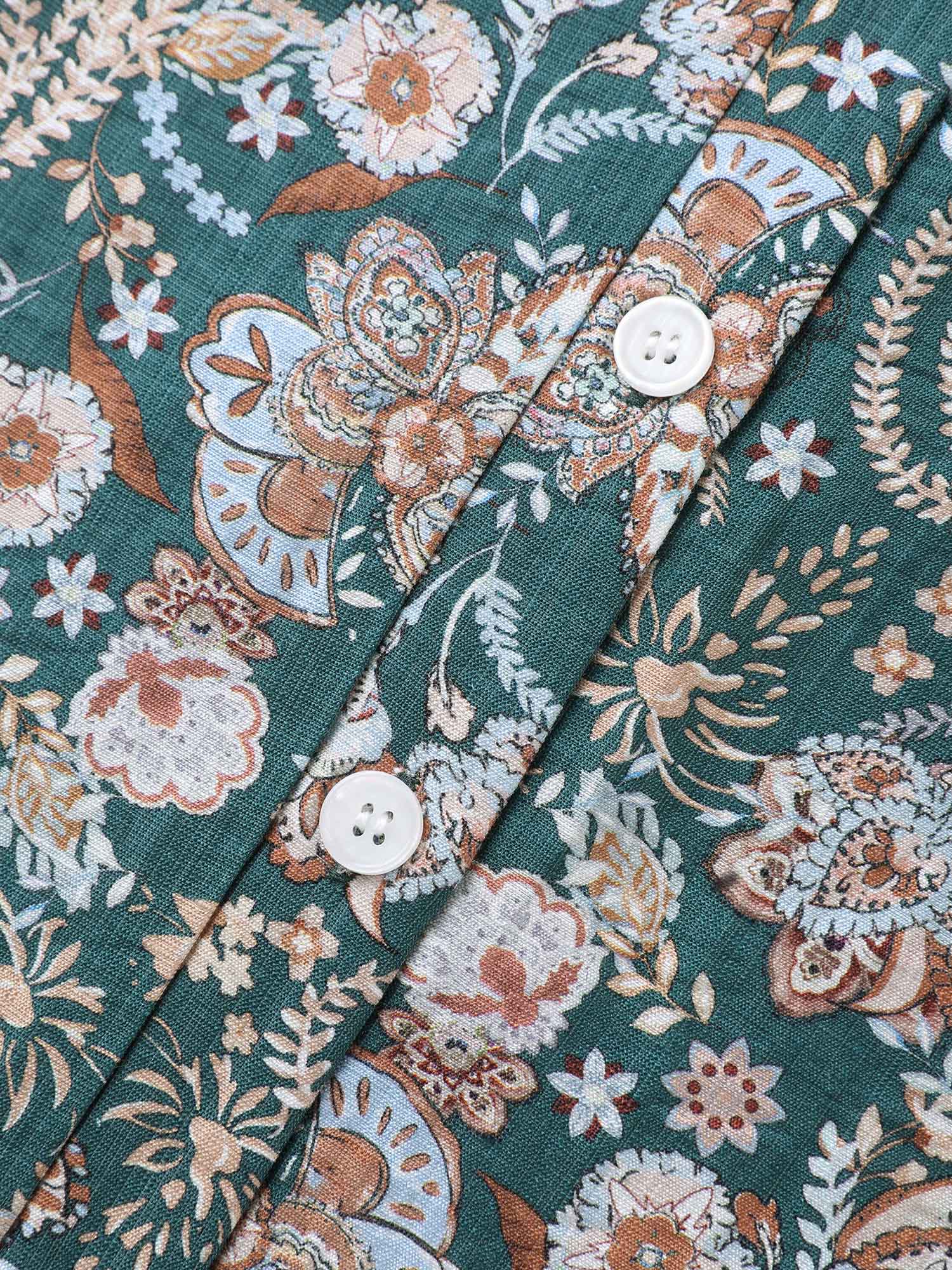 Paisley Print Button Placket Blouse