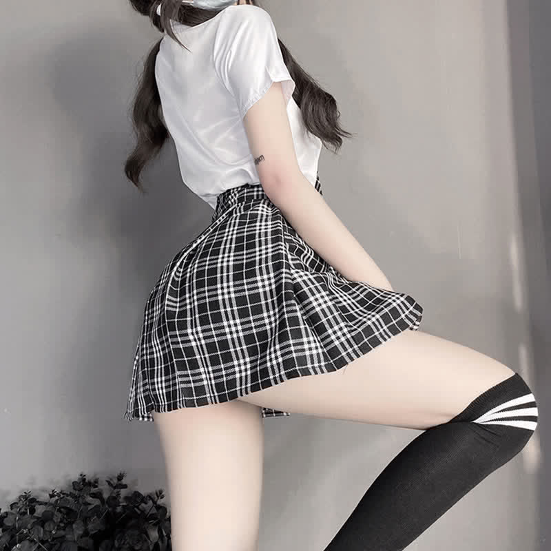 Cosplay JK Uniform Lattice Lingerie Stockings Set