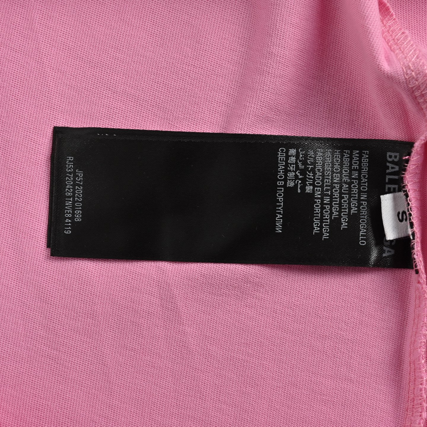Balenciaga pink foam letter printing logo made of old short sleeves