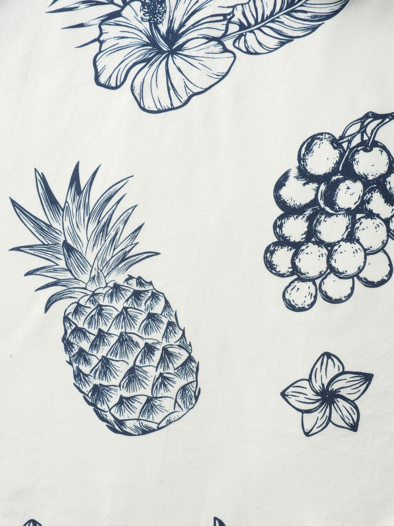 Fruity Print Bud Sleeve V-Neck Blouse