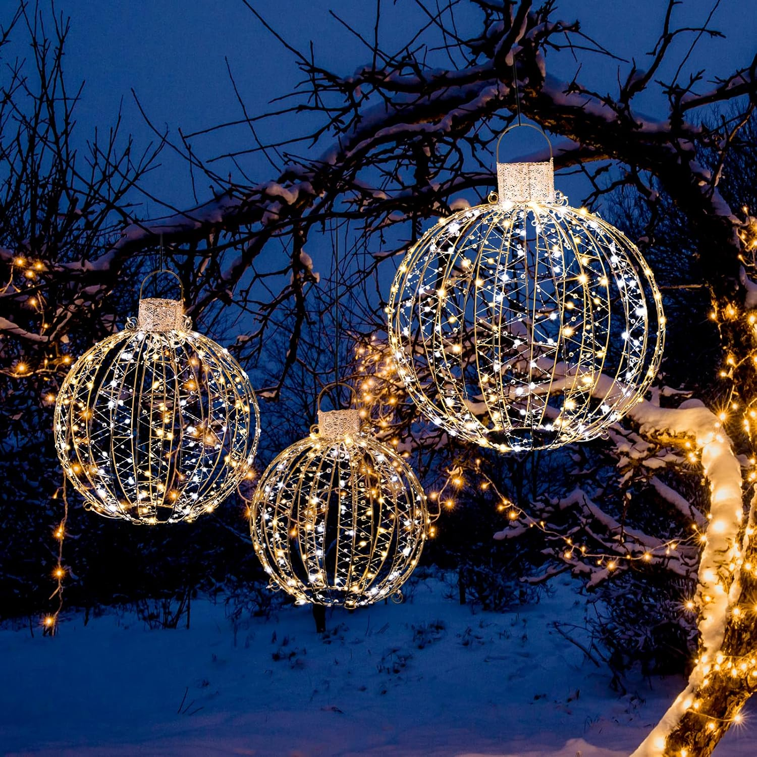 🎅2024 Christmas Promos🔥Tangkula Christmas LED Light Balls for Tree