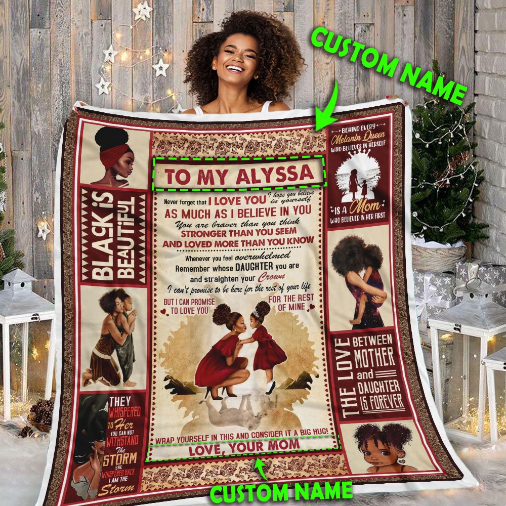 Personalized To My Daughter, Black Girl Magic, Love Mom Sofa Throw Blanket