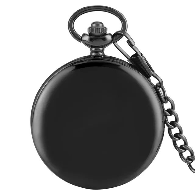 Classical Smooth Case Full Hunter Quartz Pocket Watch for Men Women Roman Number Dial Timepiece with Fob Pendant Chain Clock