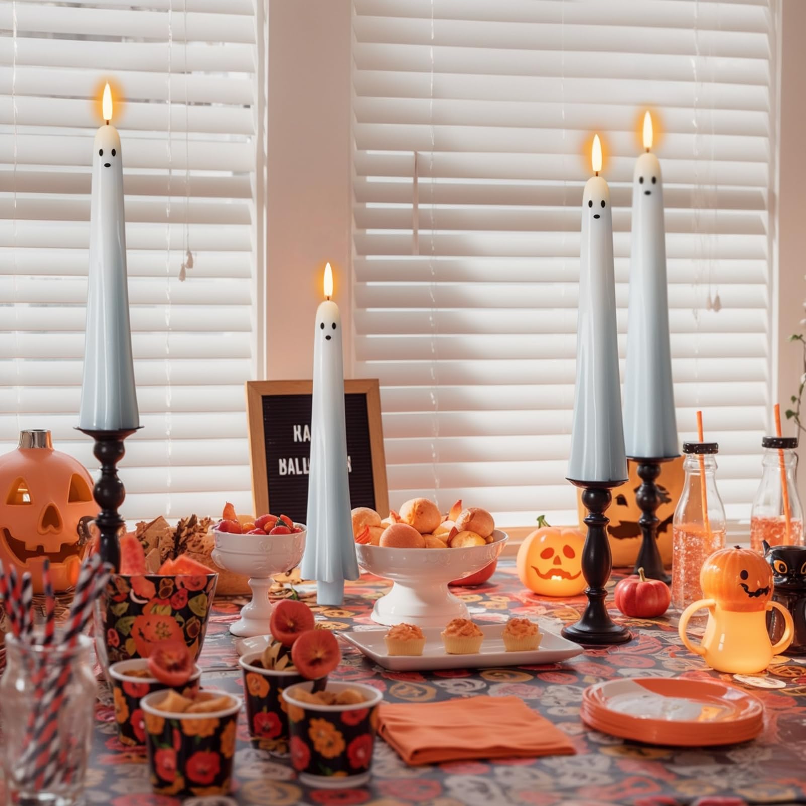 💥ON SALE💥5 Pack, Ghost Flickering LED Flameless Taper Candles with Remote 👻 🕯️