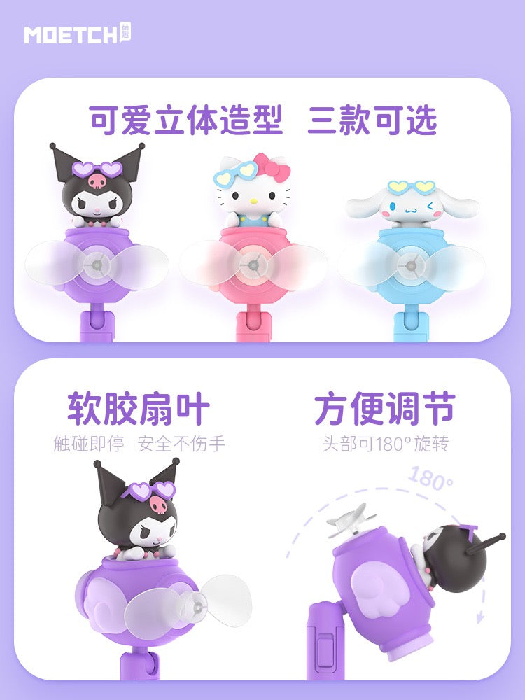 Sanrio Handheld Fan Portable, Mini Hand Held Fan  Personal Desk Table Fan with Base for Women Girls Kids Outdoor