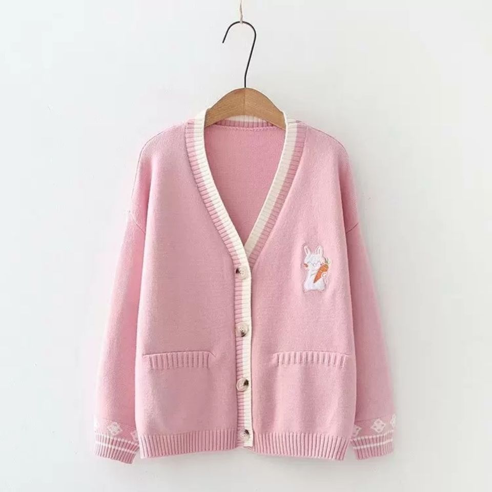 Cute Bunny V-Neck Cardigan