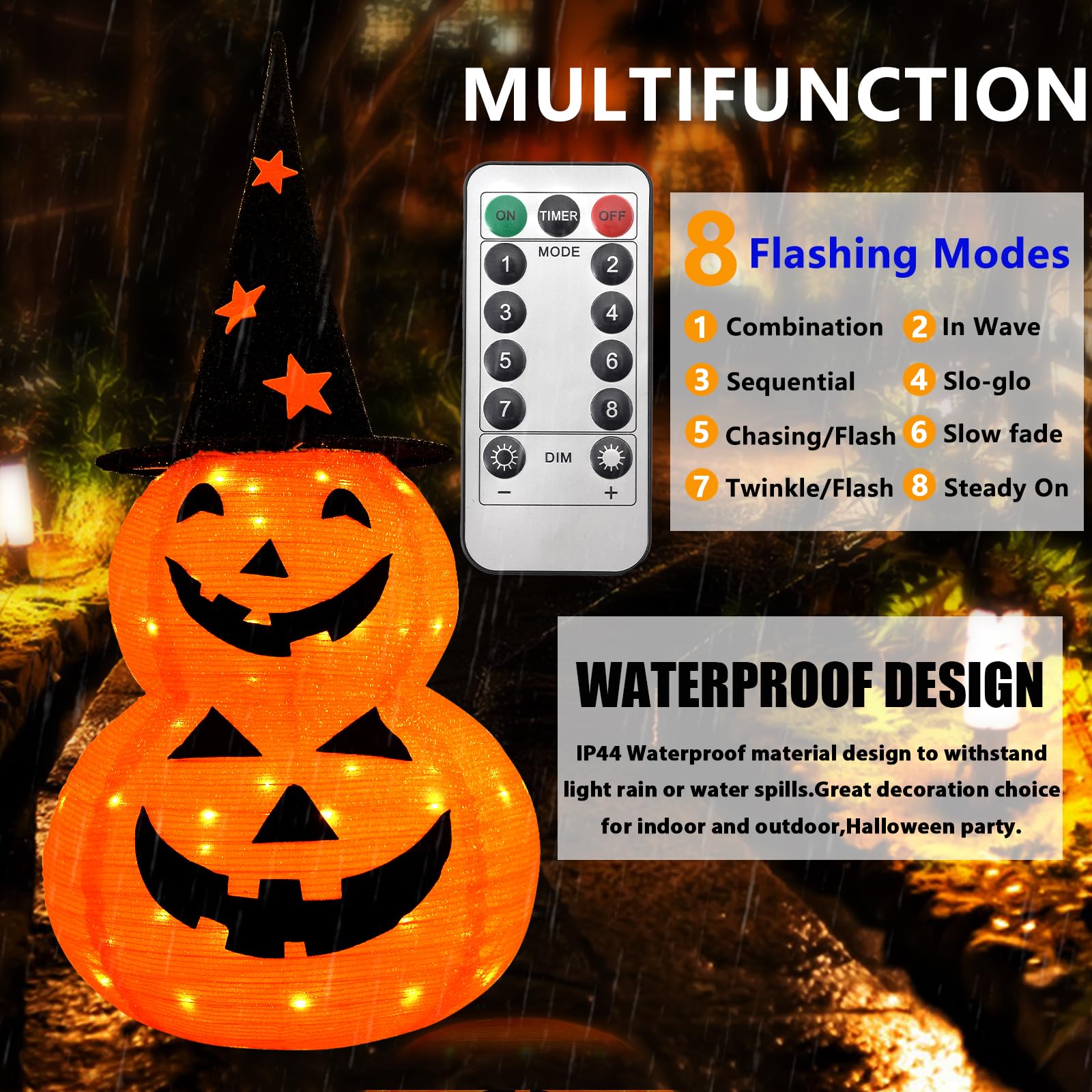 🏆Limited Sale⚡Almost Gone🎃3.3 FT Two-Layers Remote Control Pumpkin Lights