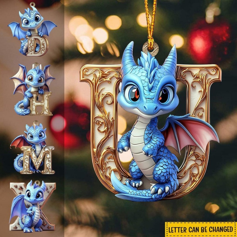 Personalised Dragon Letter Christmas Ornament