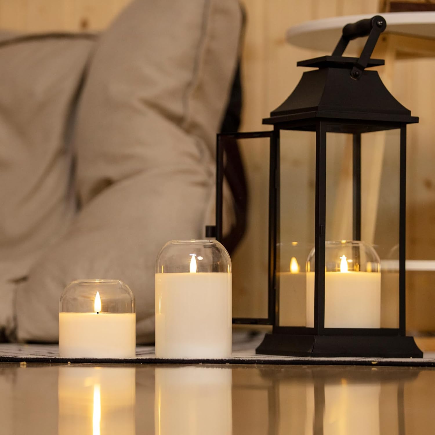 💖Last Day 49% OFF💖Flickering LED Pillar Glass Flameless Candles Set of 3