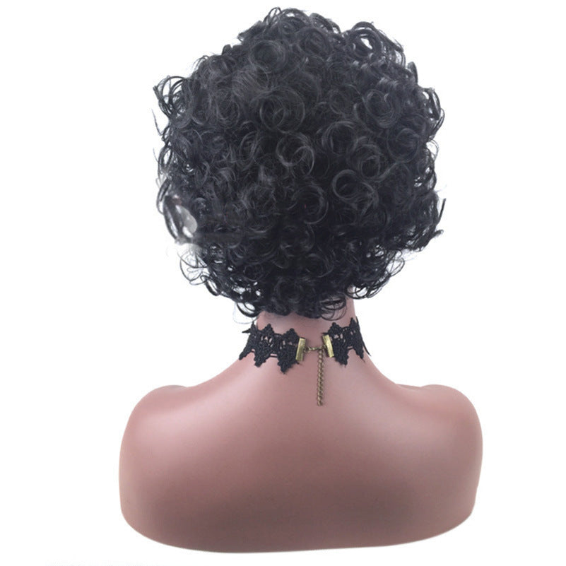 Luna Wigs African American Fashion Black Short Curly Hair