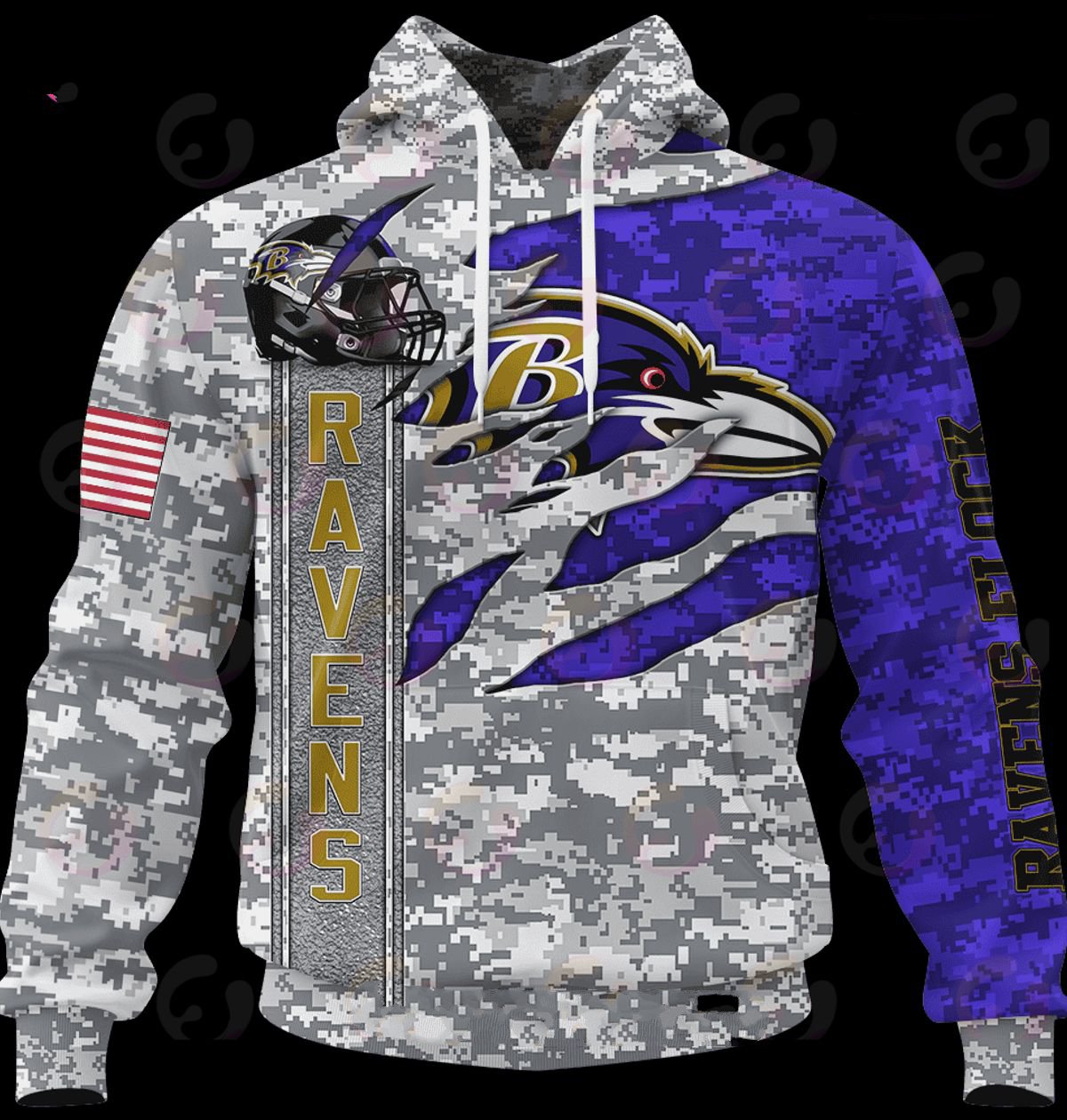 BALTIMORE RAVENS 3D HOODIE CAMO US
