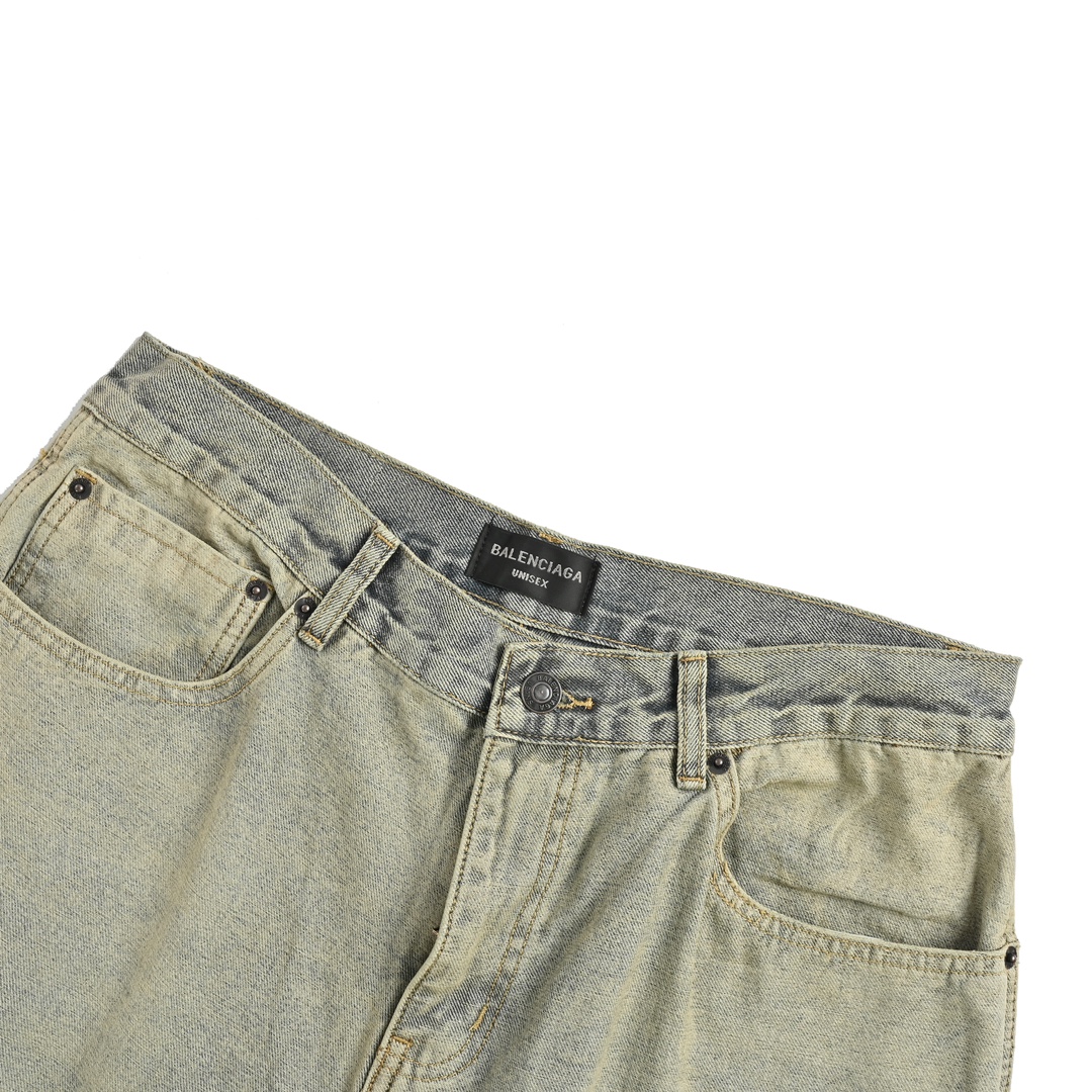 Balenciaga washed loose wide-leg distressed jeans