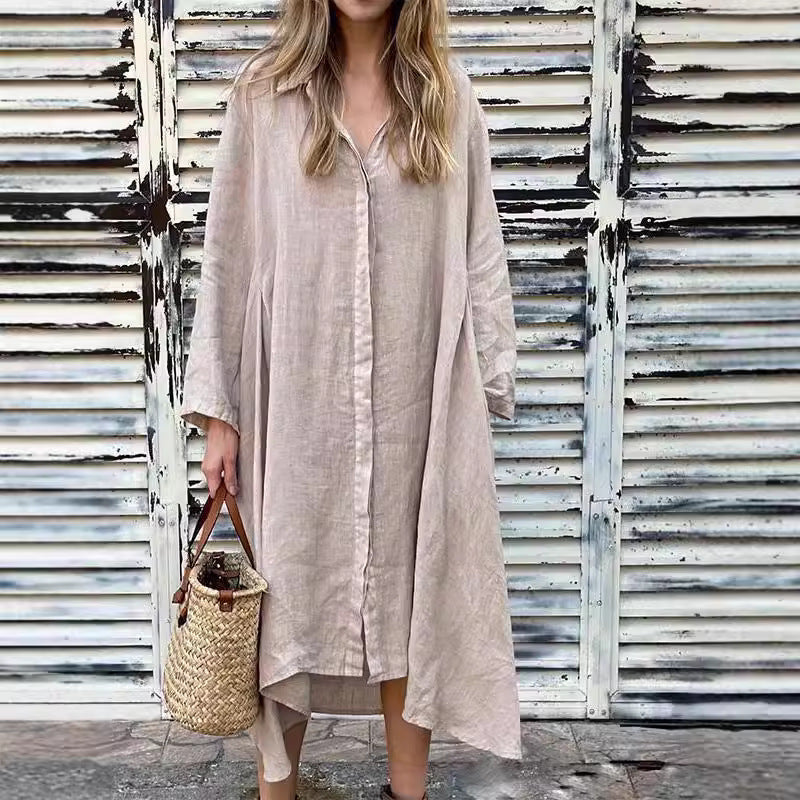 Women's Fashion Loose Cotton and Linen Dress