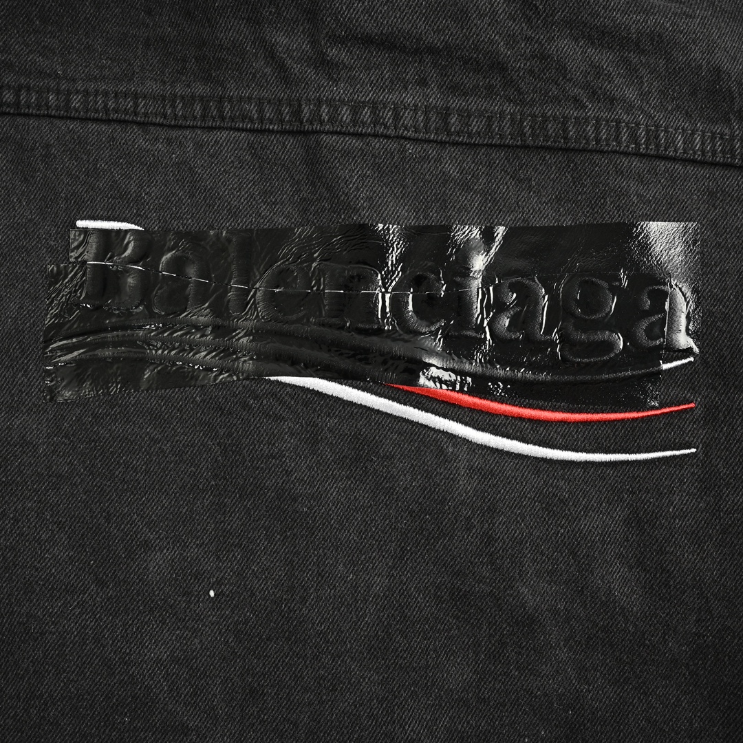 Balenciaga 24Fw cola laminated embroidered denim jacket