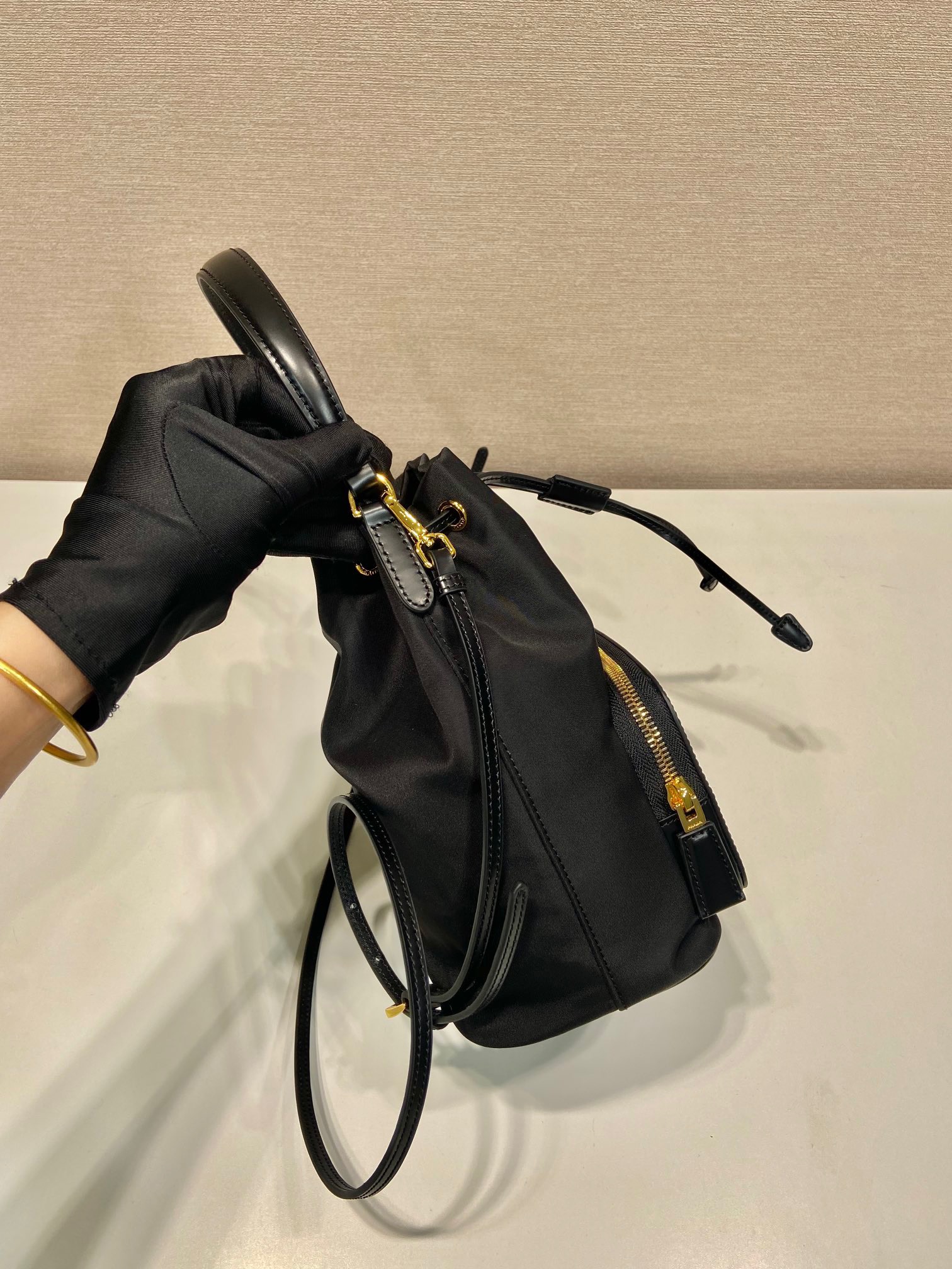 Prada Shiny Nylon Bucket Bag 1BH038