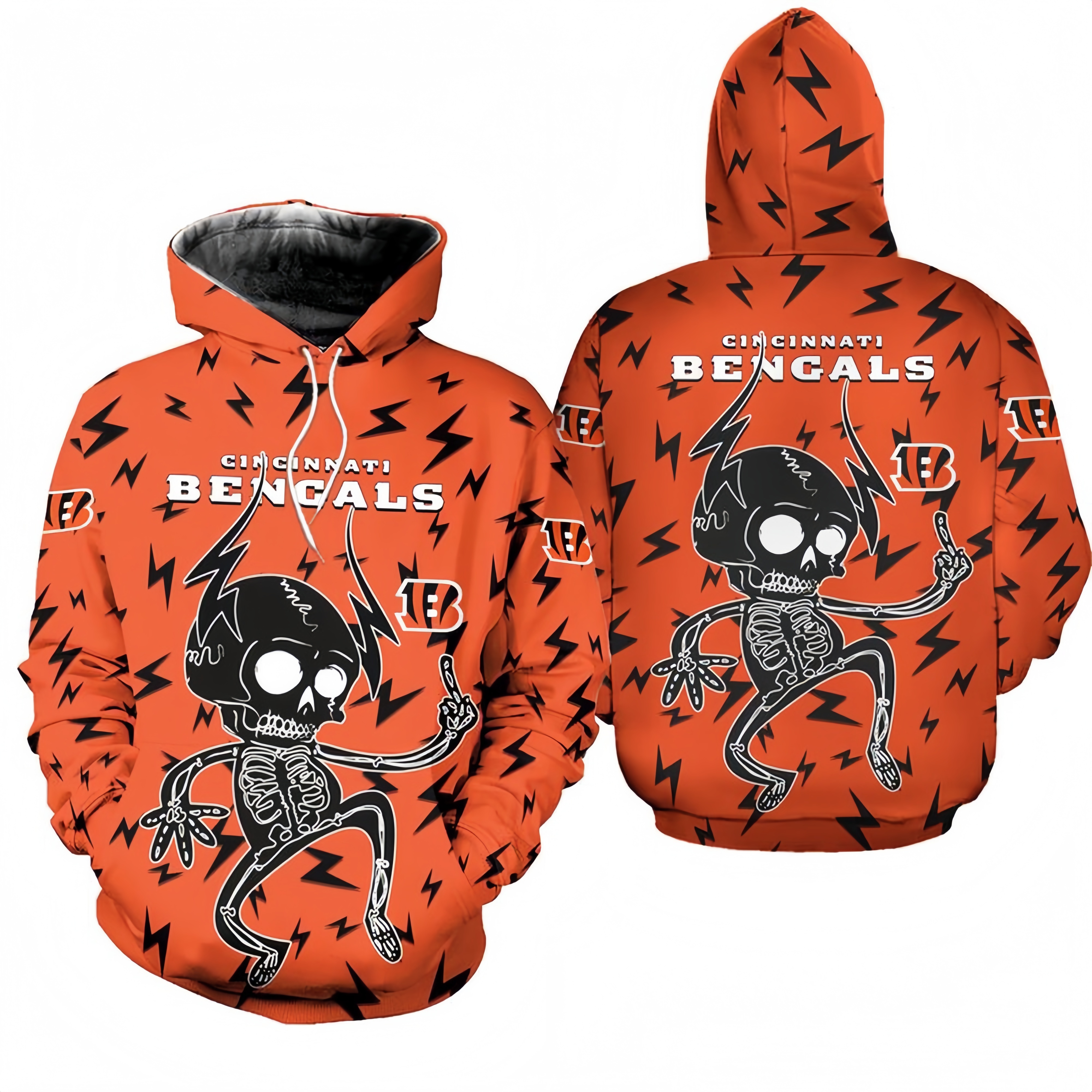 CINCINNATI BENGALS 3D ELECTRIC SHOCK CUTE SKELETON