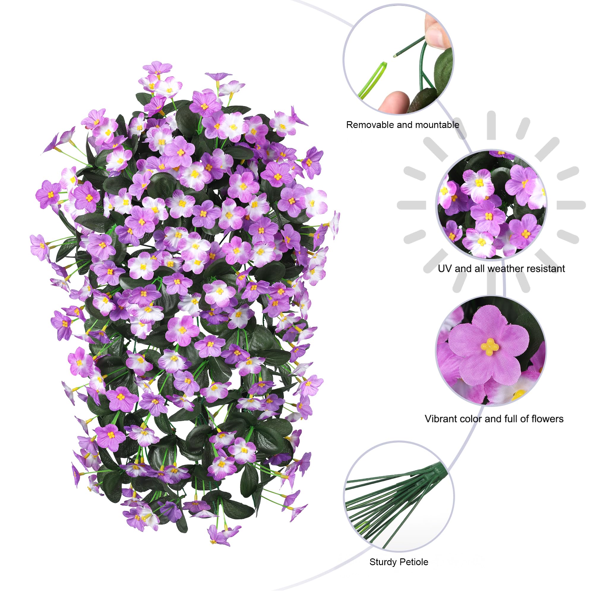 🔥Cozy Fall Decor Sale🔥Artificial Faux Silk UV-Resistant Realistic Violet Orchid Vine