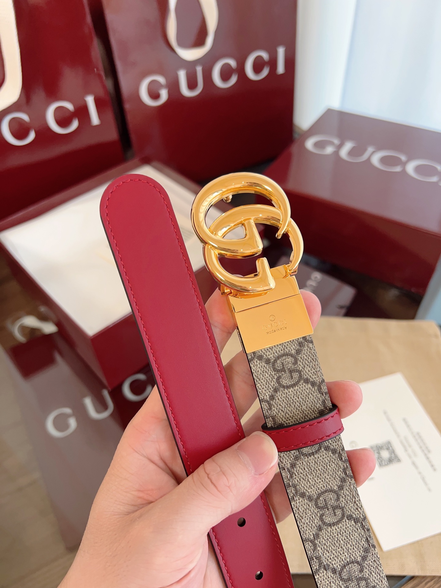 Gucci 2025 new double G buckle leather belt width 3.0cm