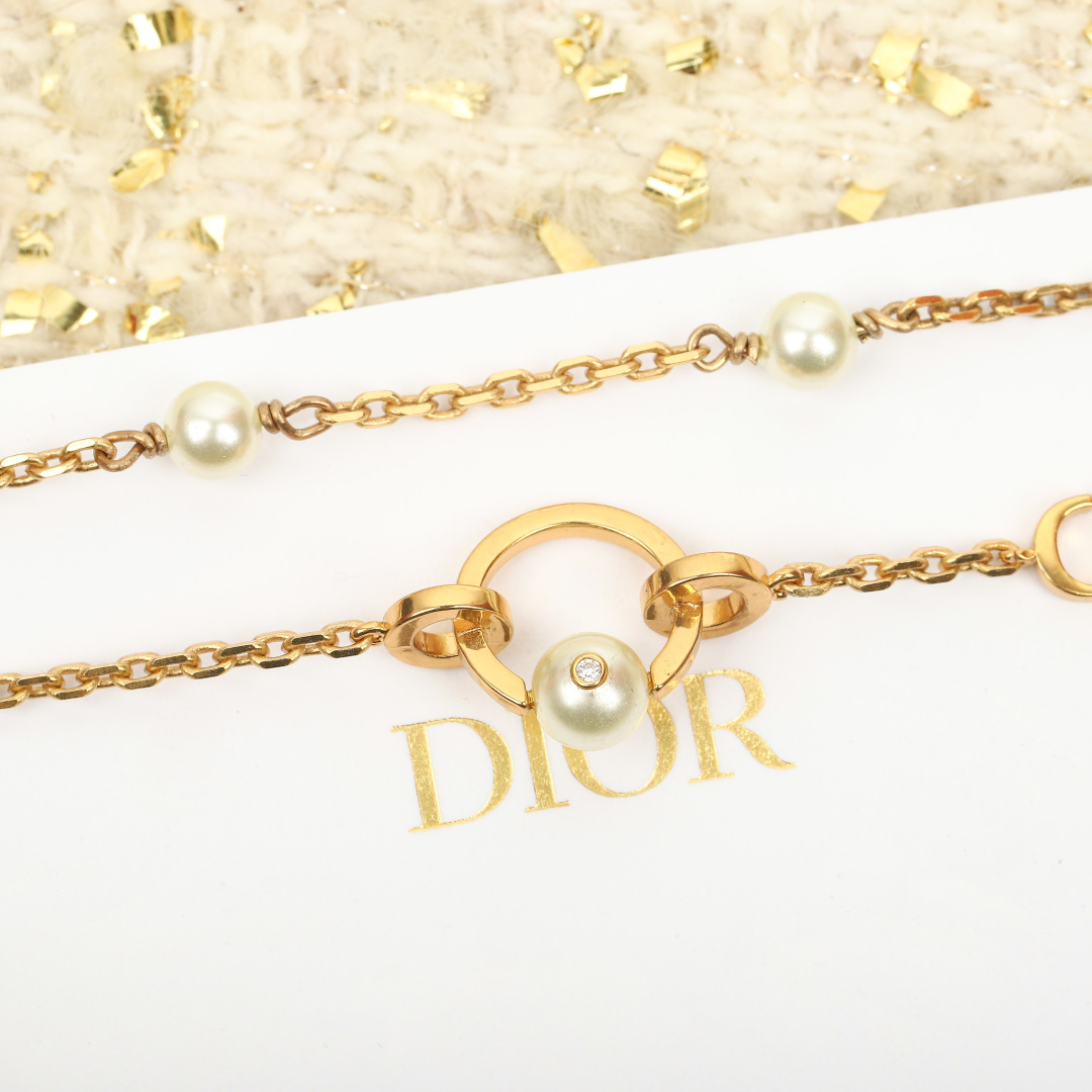 Dior Double Chain Pearl Bracelet