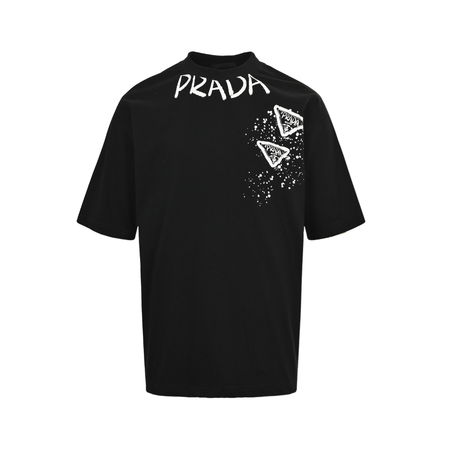 Prada 25ss hand-painted graffiti lettering short sleeve