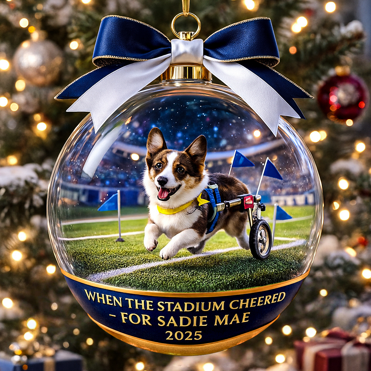 Sadie Mae the Corgi “Heart of a Champion” Ornament