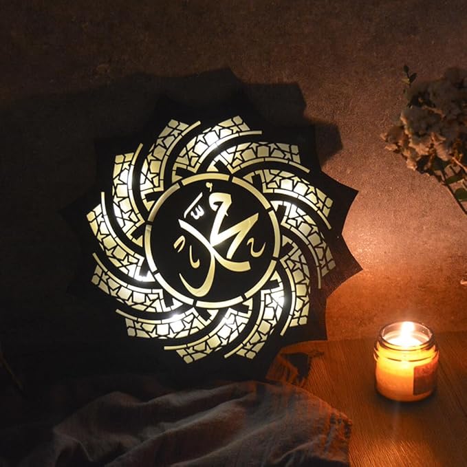 💐💐Dimensional Wooden Ramadan Glow Night Light Decoration Set