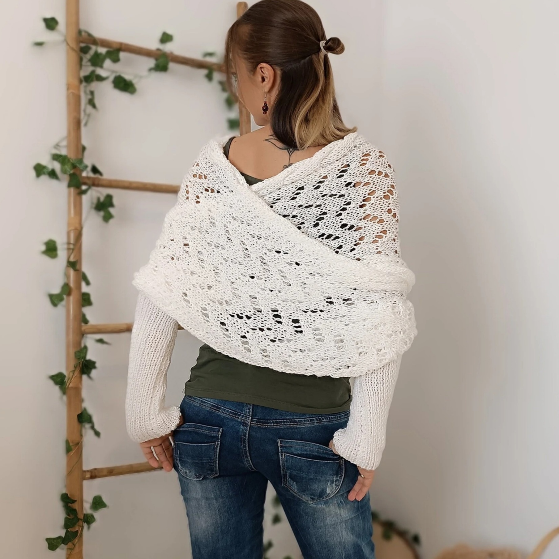 🏆Last Day 49% OFF⚡Scarf With Sleeves, Knitted Cable Wrap