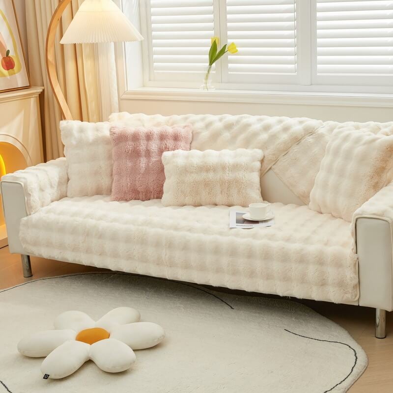 😍Cosy Plush Solid Colour Non-slip Couch Cover
