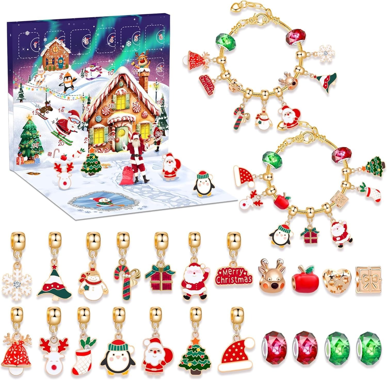 ✨Last Day 50% OFF✨DIY Christmas Advent Calendar Bracelets Set