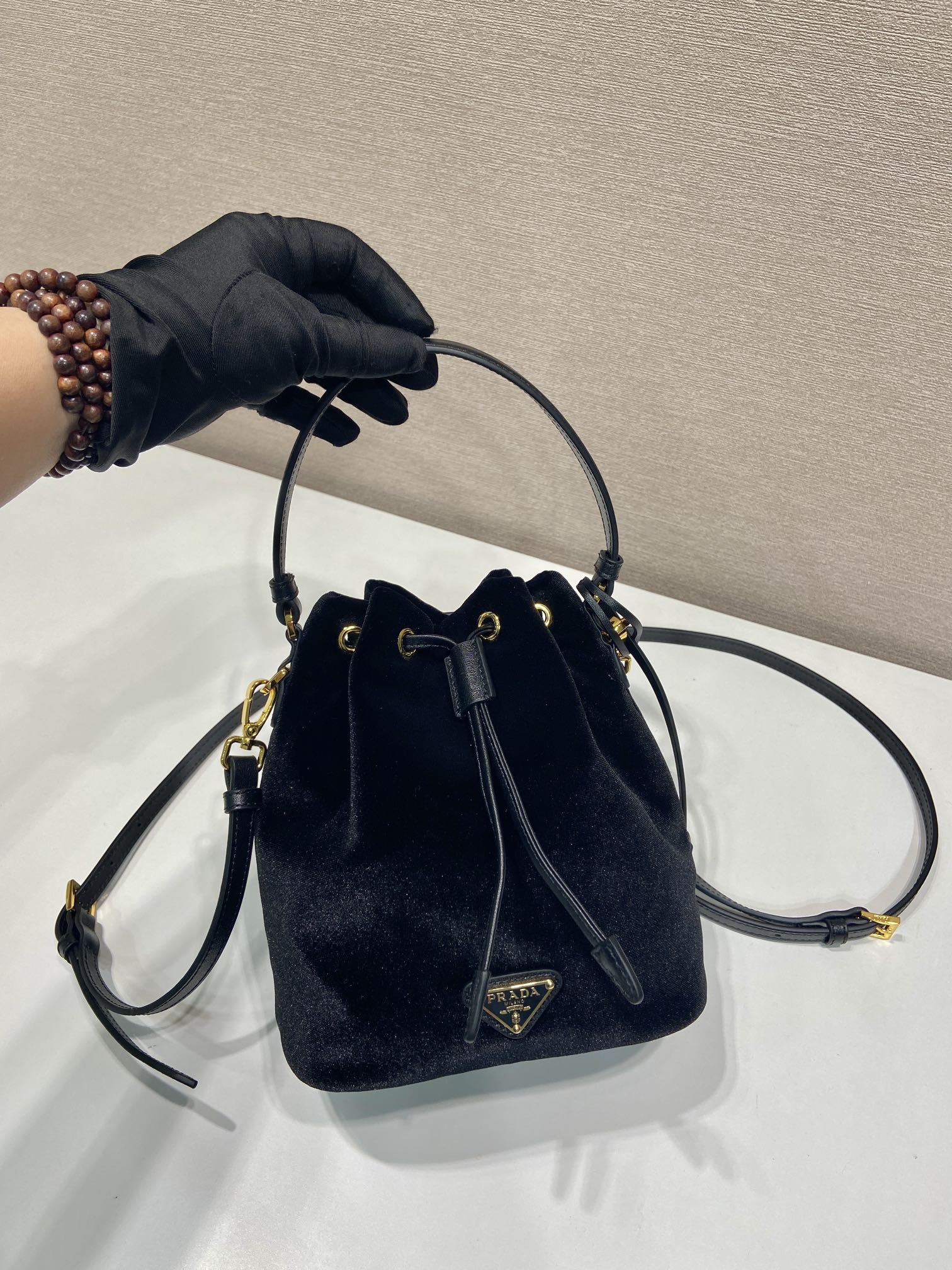 Prada Velvet Bucket Bag 1BE067