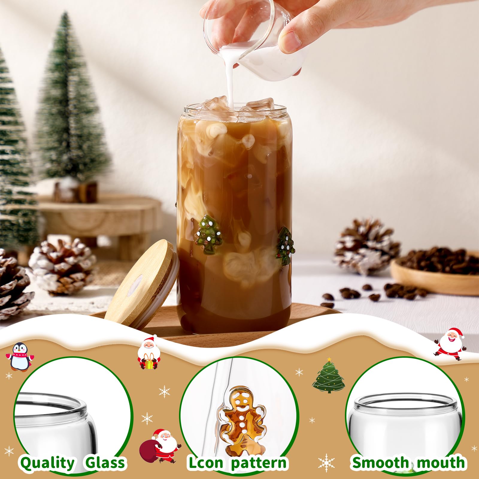 💥ON SALE💥🎄Christmas Glass Cup Set with Festive Icons🥂