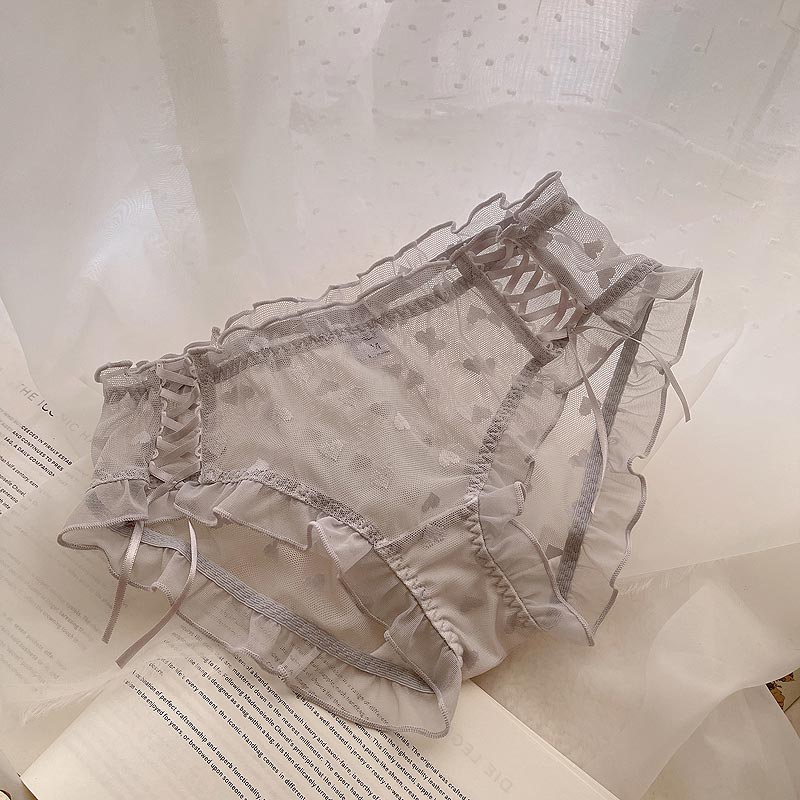 Love Heart Lace Up Mesh Panty