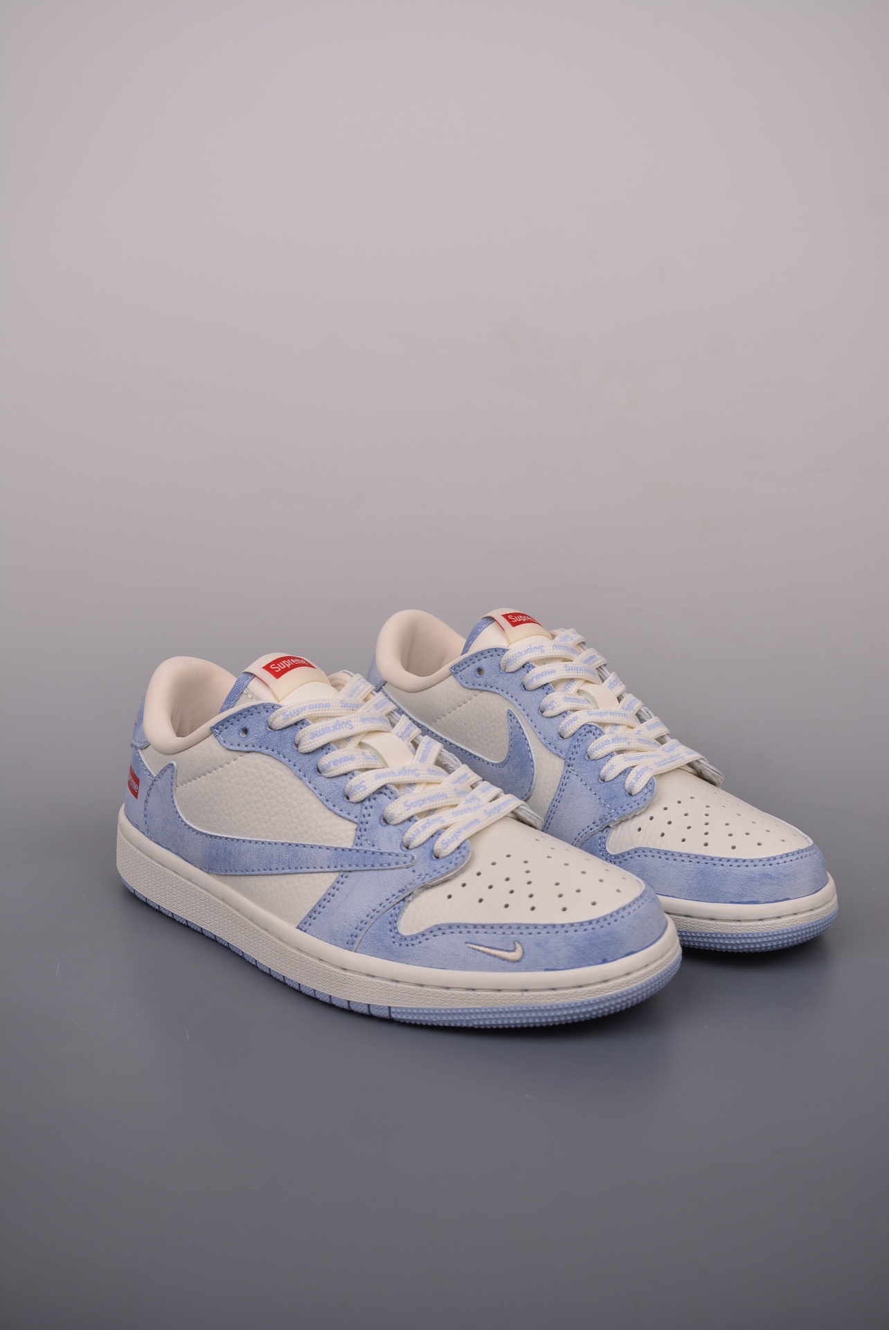 Supreme x Travis Scott x Air Jordan 1 Low OG SP Light Blue and White CH6336-010
