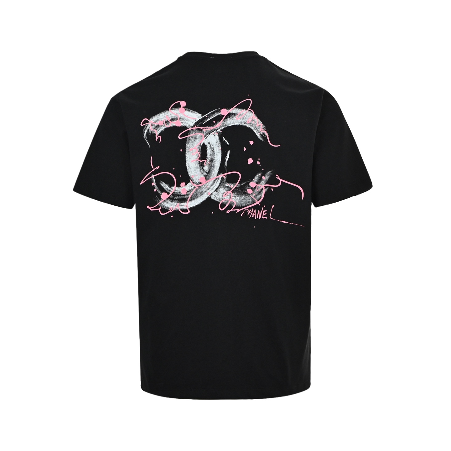 Chanel 25ss double C letter print short sleeve