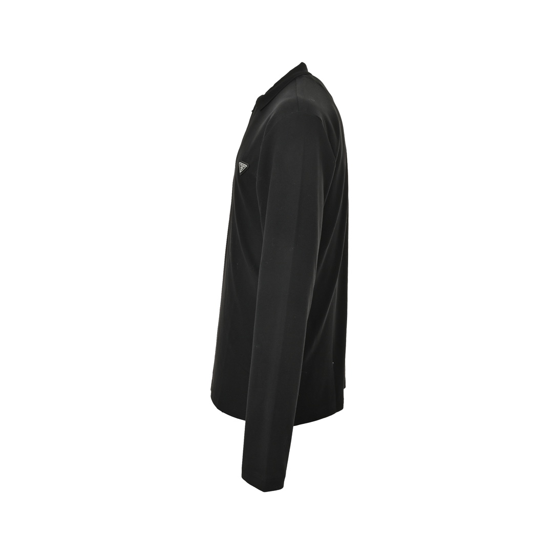 Prada 24Fw triangle logo long-sleeved polo shirt
