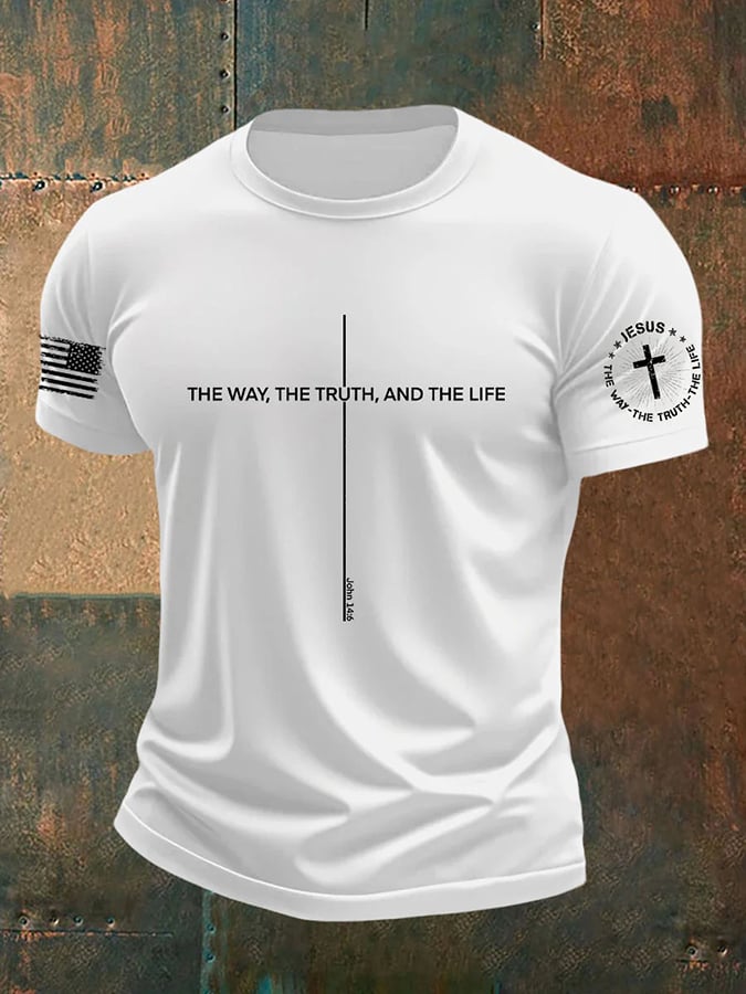 Men's Jesus The Way The TruthThe Life Print Round Neck T-Shirt