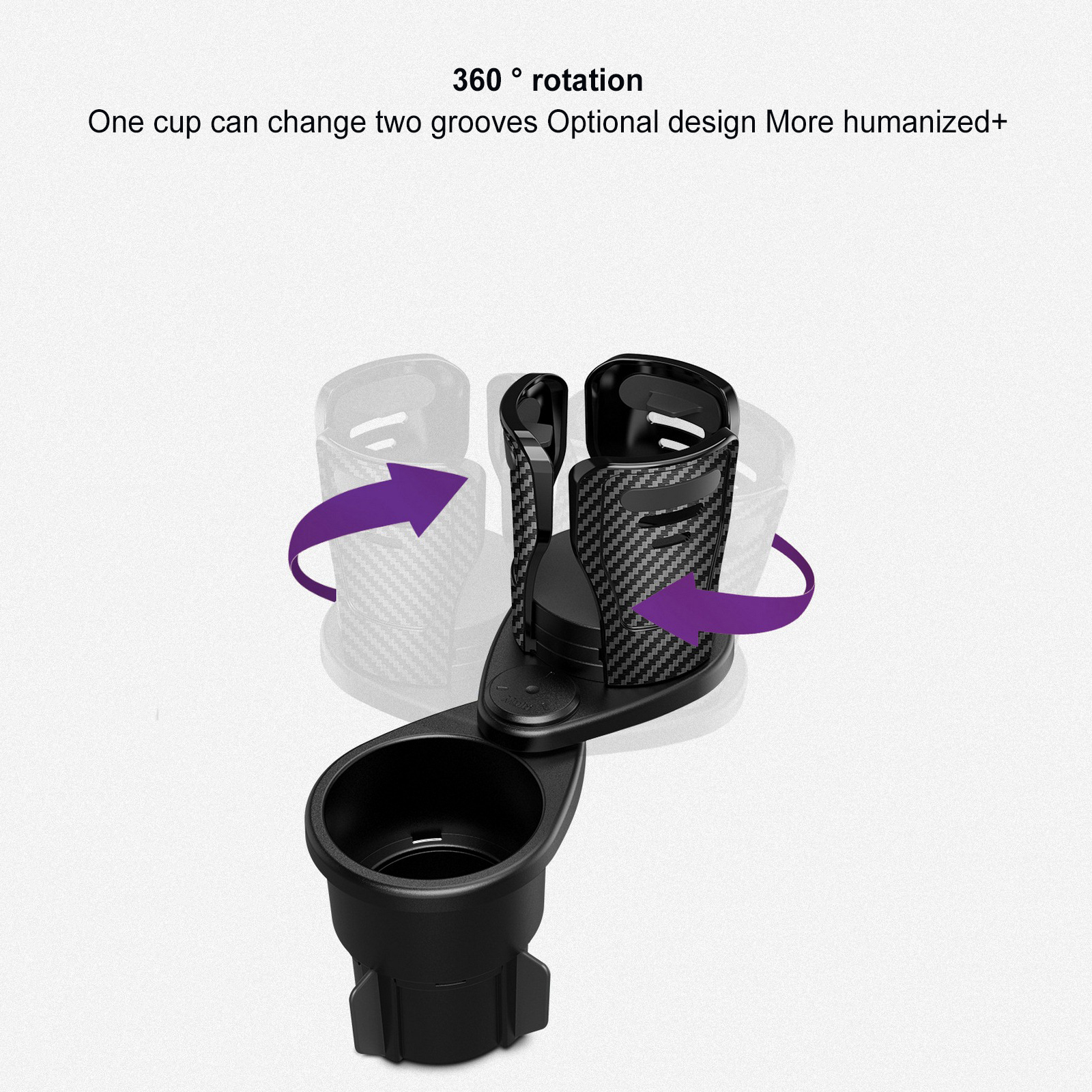 2 in 1 Car Water Cup Holder,Carbon Fiber Multifunctional Dual Cup Mount Extender