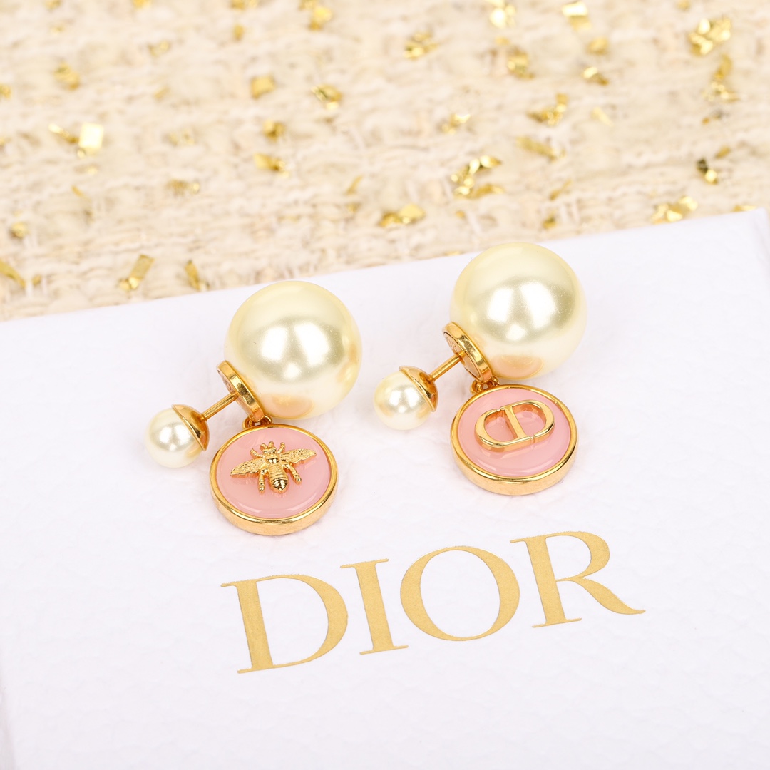 Dior Bee CD Resin Pearl Earrings