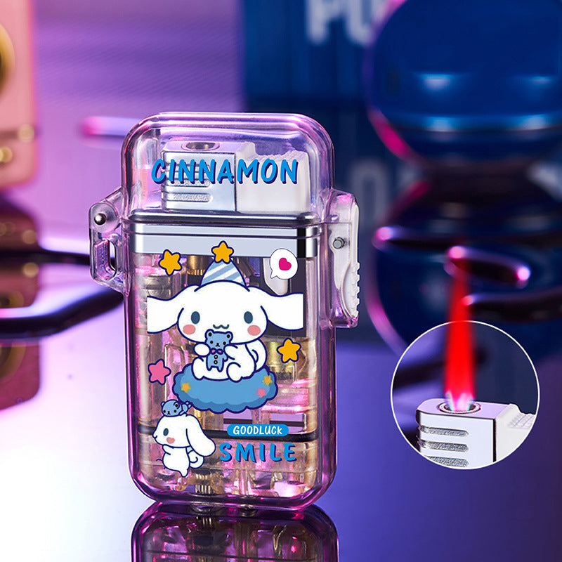 Sanrio windproof lighter pink flame with flash gift for boyfriend refillable lighter