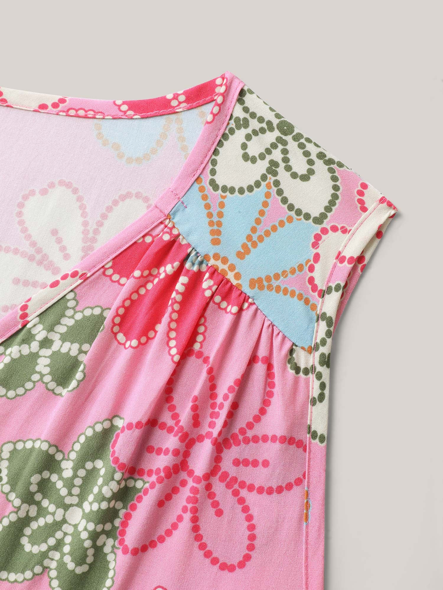 Rayon Floral Print Stretchy Waist Midi Dress