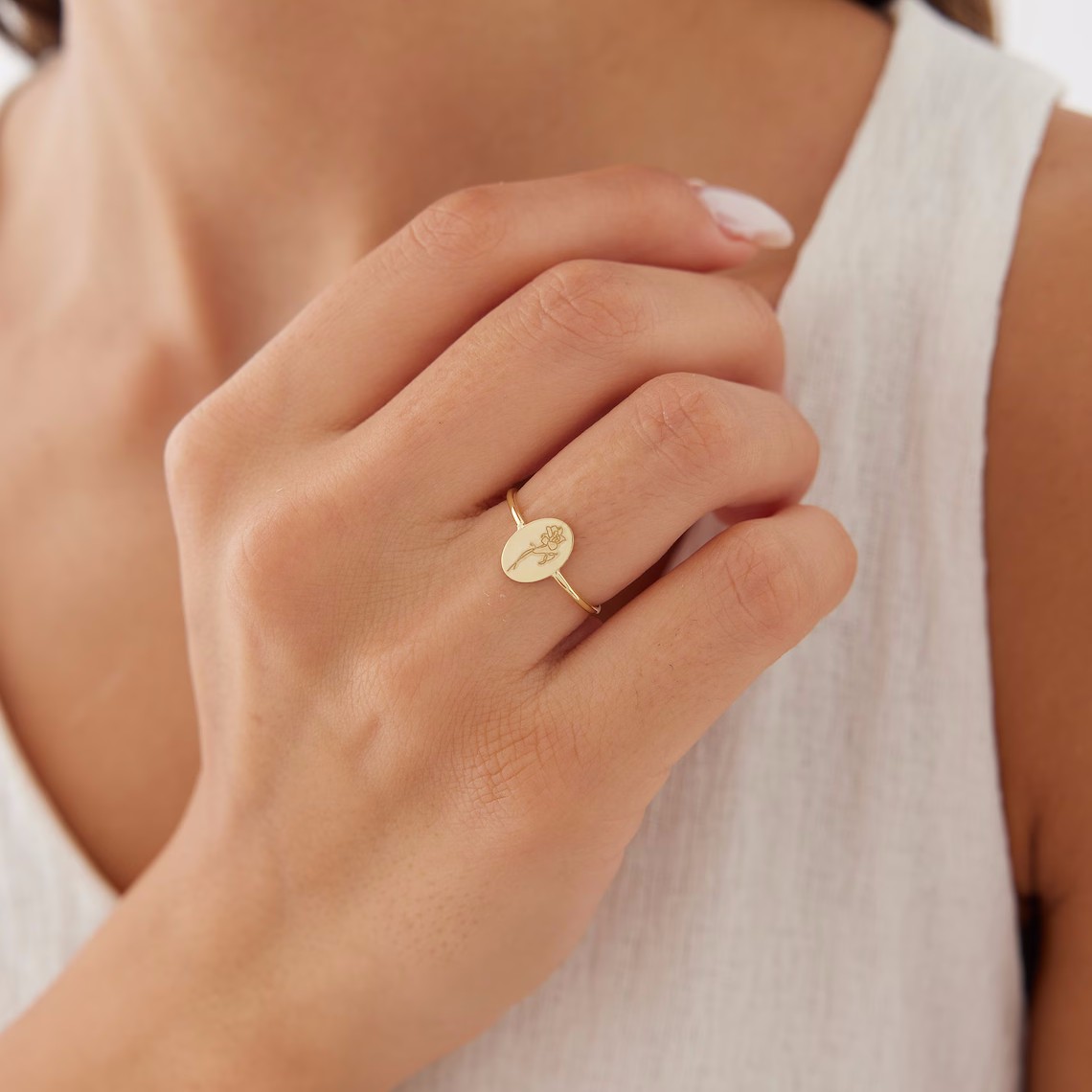 Tiny Birth Flower Ring✼Love Gift 