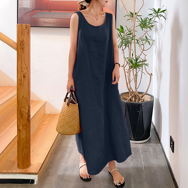 Solid Color Simple Casual Midi Dress
