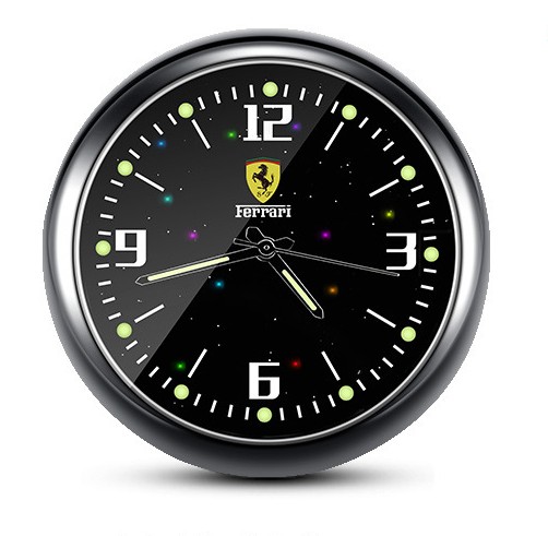 1x Luminous Diamond Quartz Analog Watch Stick On Car Clock Accessories Black