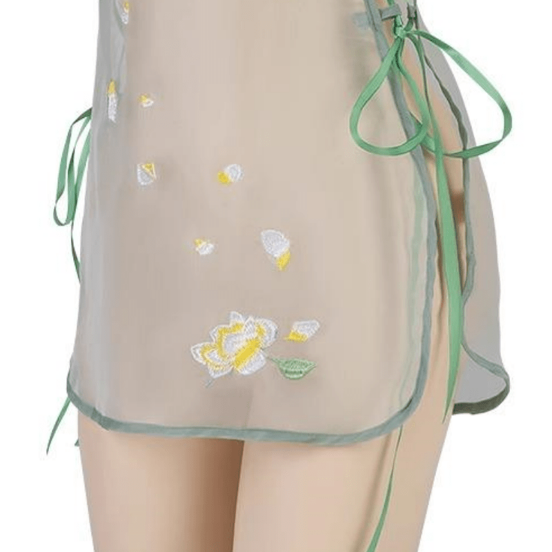 Vintage Cheongsam See-through Lingerie Dress