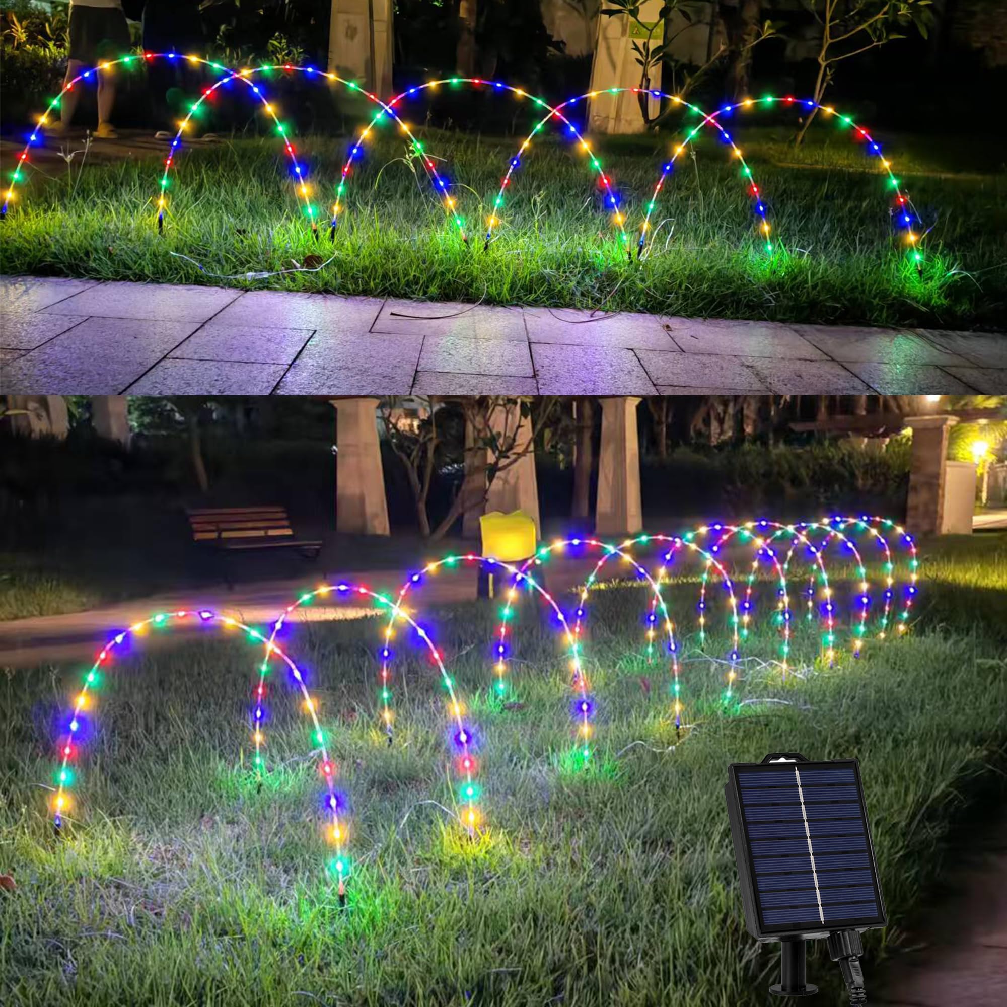 5-in-1 Solar Pathway Lights, Outdoor Waterproof, 120 LEDs, 8 Lighting Modes