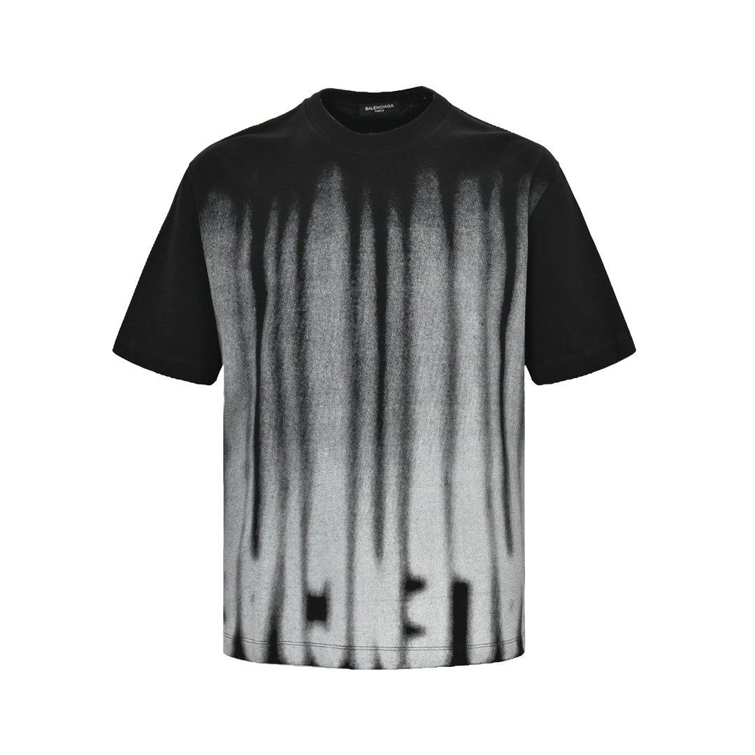 Balenciaga 24ss ink tassel print short sleeve