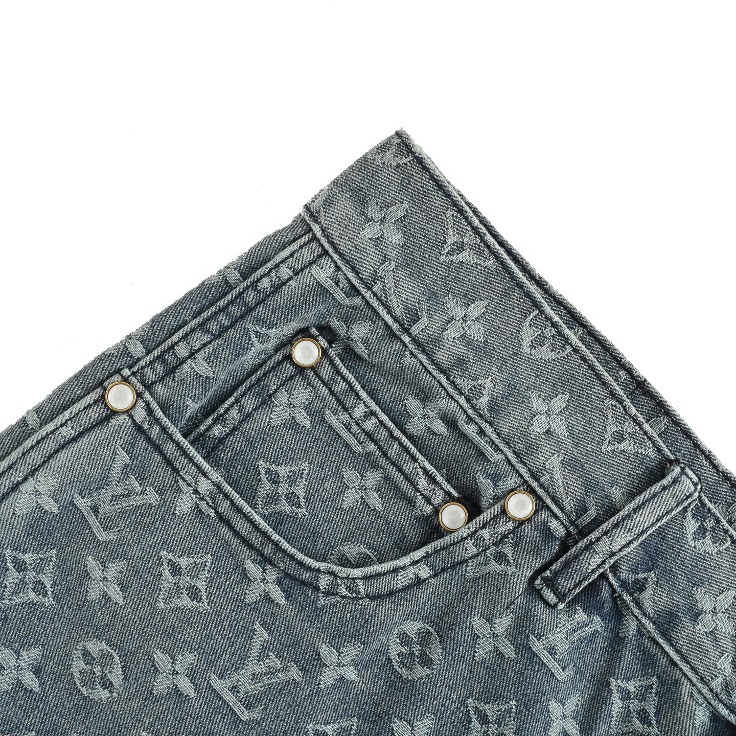 Louis Vuitton 25ss blue jacquard denim shorts