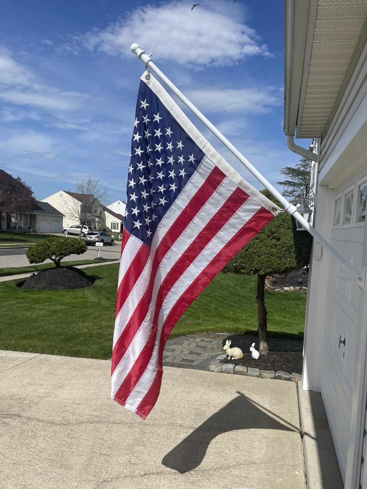 OldgloryHome Heavy Duty Flag Pole Set with 3*5FT Embroidered US Banners-kit