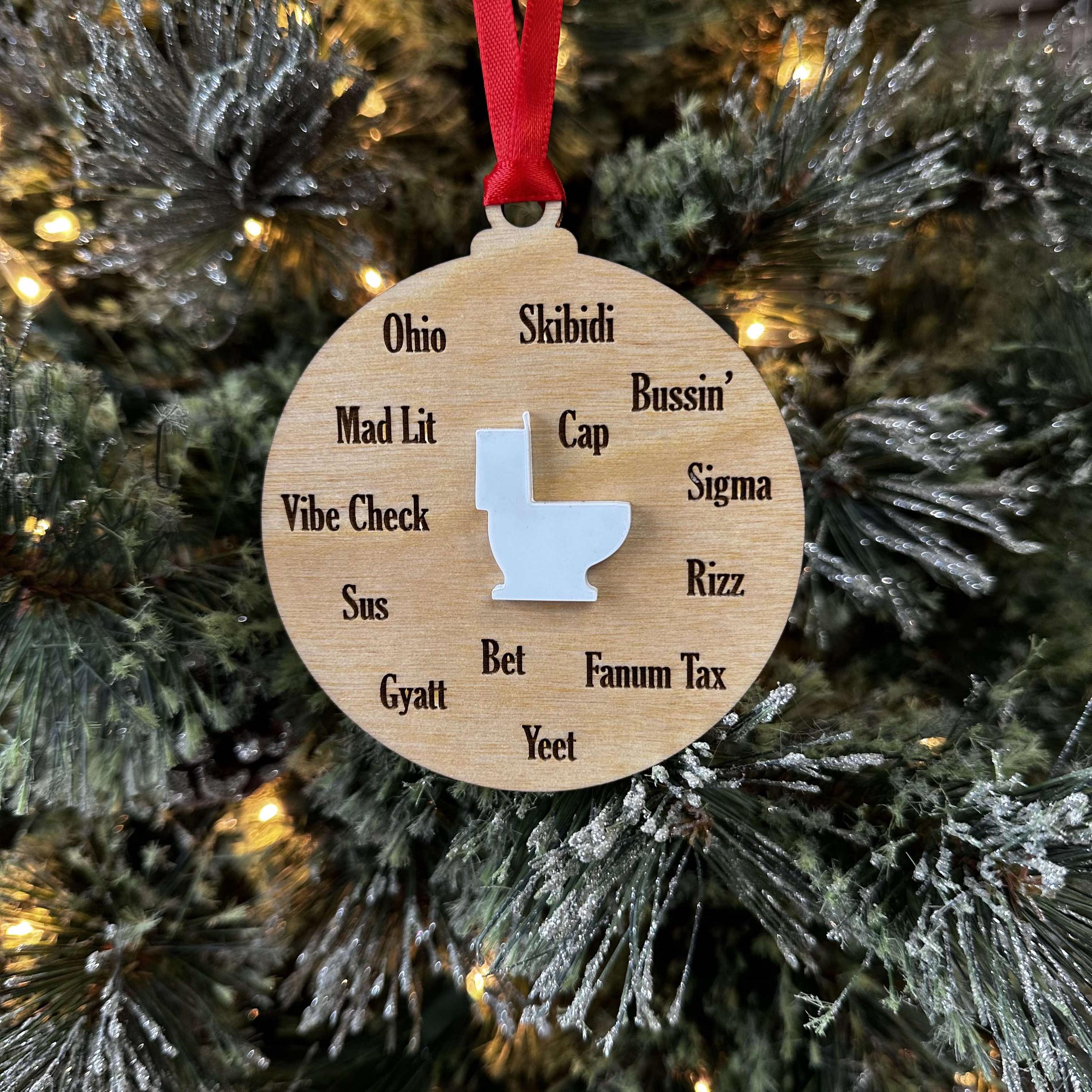 Gen Alpha Slang Wood Ornament