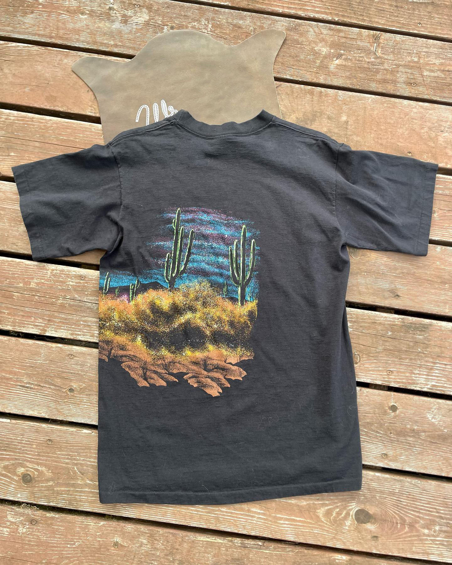 Men's Casual Western Horse Denim Print Short Sleeve